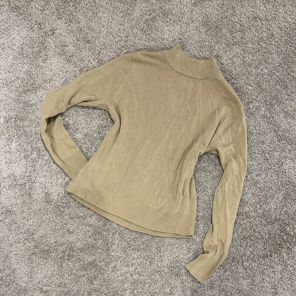 Blair Beige Mock Neck Long Sleeve Top
